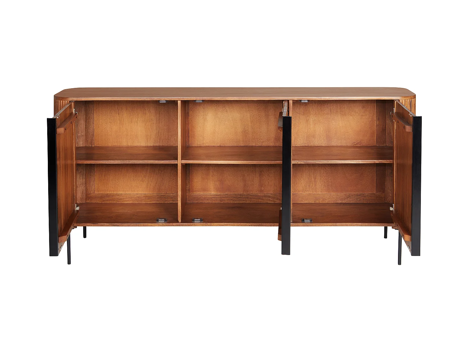 Sideboard mit 3 Türen - Mangoholz & Metall - Holzfarben & Schwarz - BALIMELA