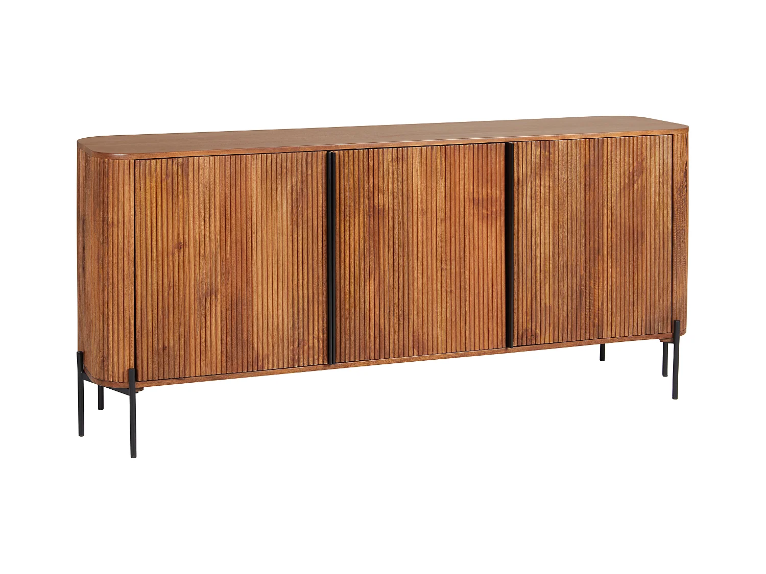 Sideboard mit 3 Türen - Mangoholz & Metall - Holzfarben & Schwarz - BALIMELA