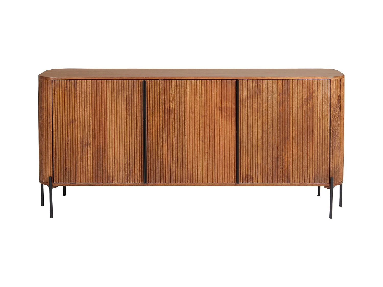 Aparador con 3 puertas de madera de mango y metal - Natural y negro - BALIMELA