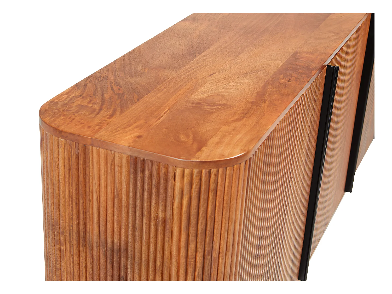 Aparador con 3 puertas de madera de mango y metal - Natural y negro - BALIMELA