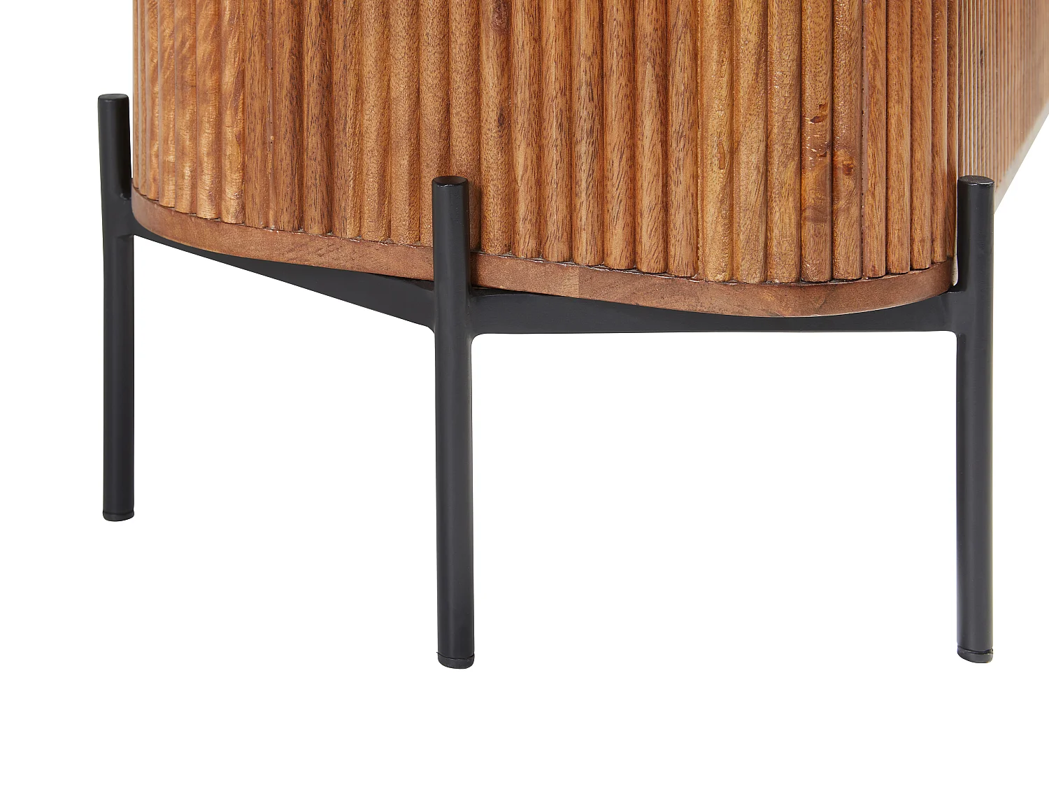 Buffet avec 3 portes en bois de manguier et métal - Naturel et noir - BALIMELA