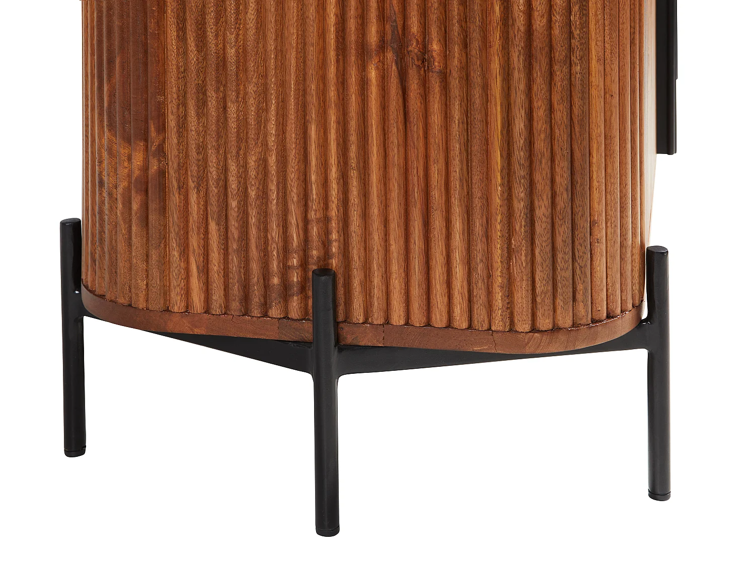 Meuble TV avec 3 portes en bois de manguier et métal - Naturel et noir - BALIMELA