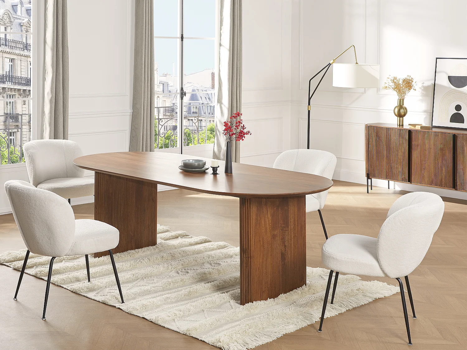 Table à manger 8 personnes en bois de manguier - Naturel - BALIMELA