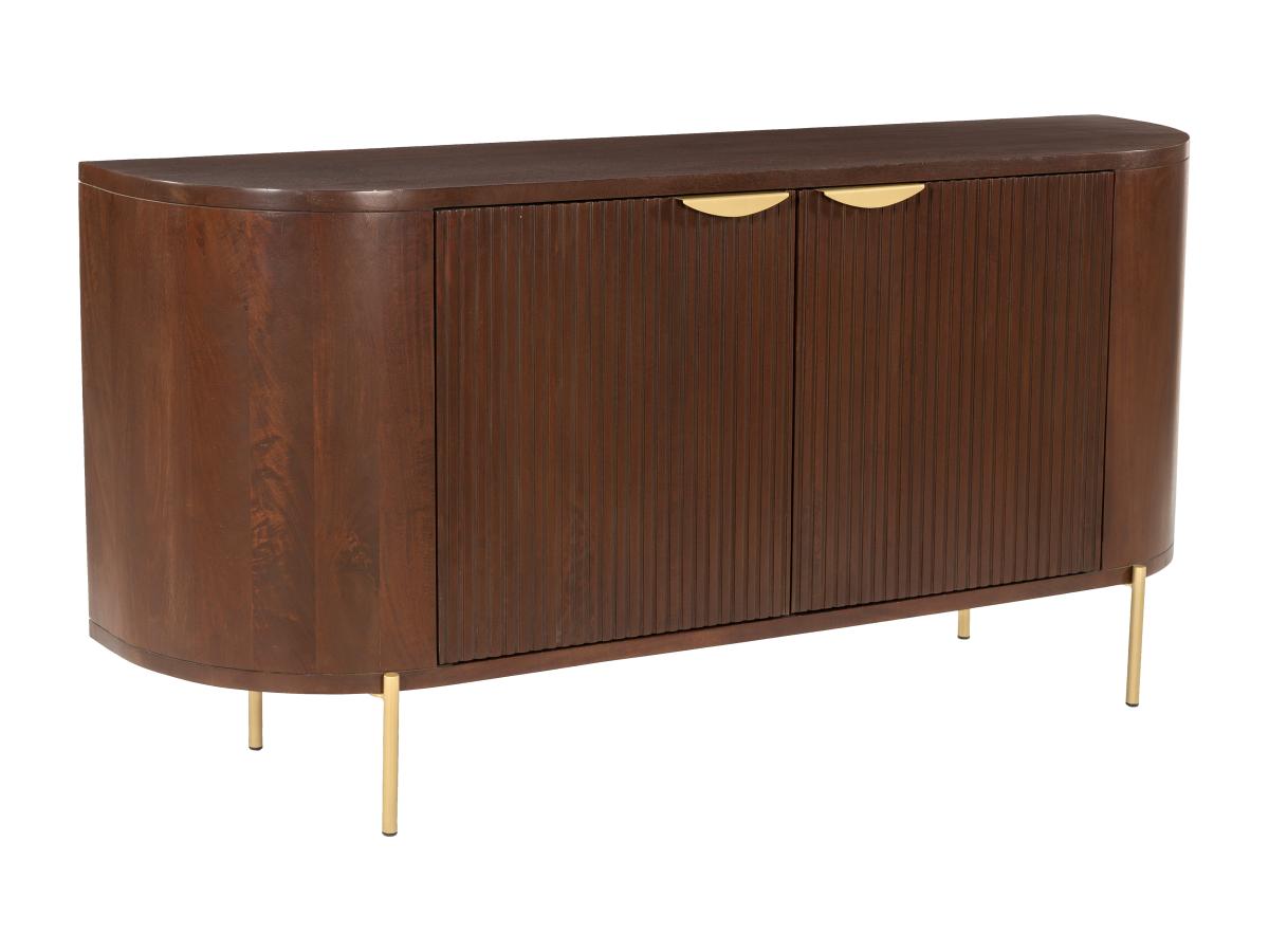 Sideboard mit 2 Türen - Mangoholz & Metall - Holzfarben & Goldfarben - NEVI günstig online kaufen