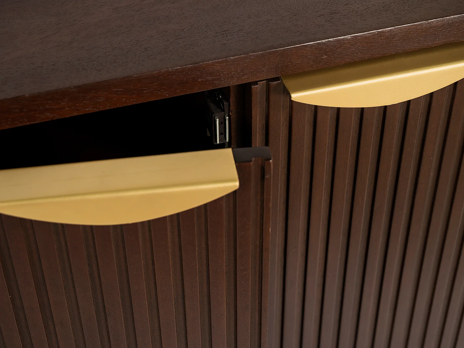 Sideboard mit 2 Türen - Mangoholz & Metall - Holzfarben & Goldfarben - NEVILI