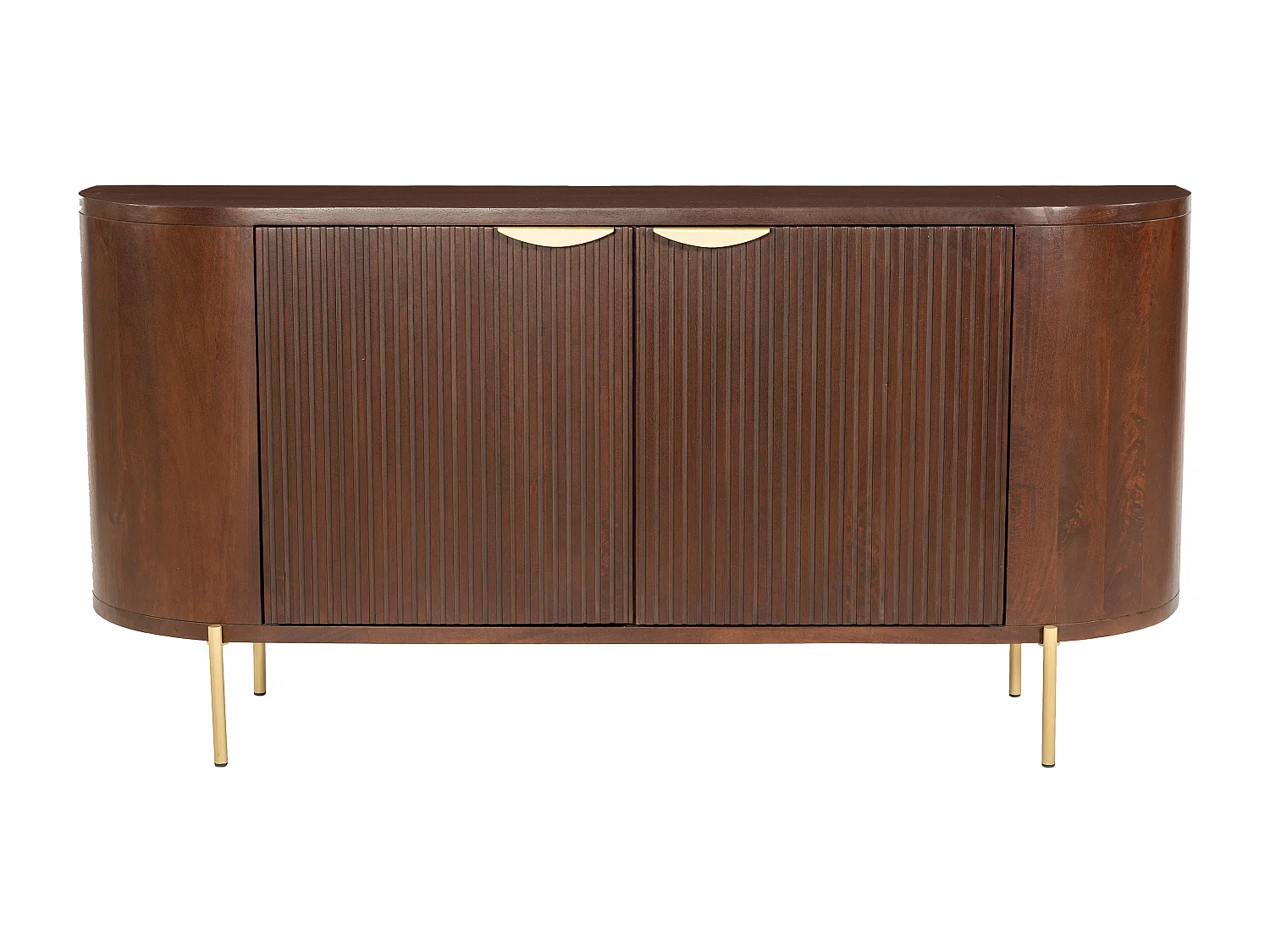 Sideboard mit 2 Türen - Mangoholz & Metall - Holzfarben & Goldfarben - NEVILI