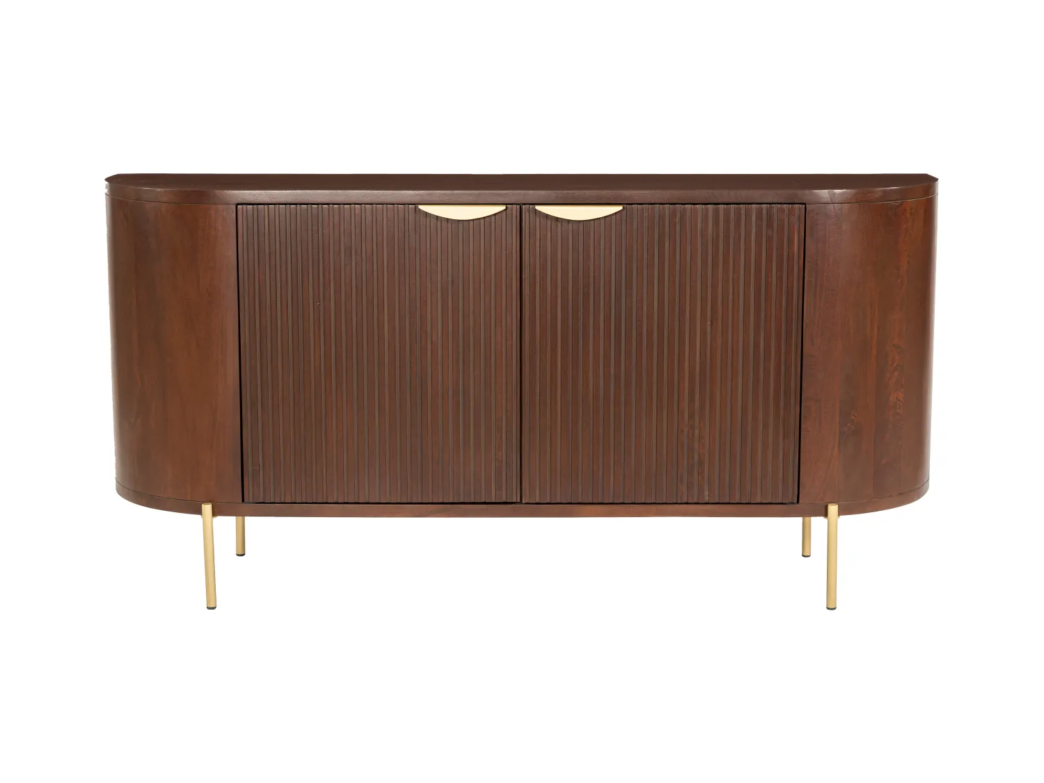 Komoda 2-drzwiowa z drewna mangowca i metalu - Naturalny i złoty - NEVILI