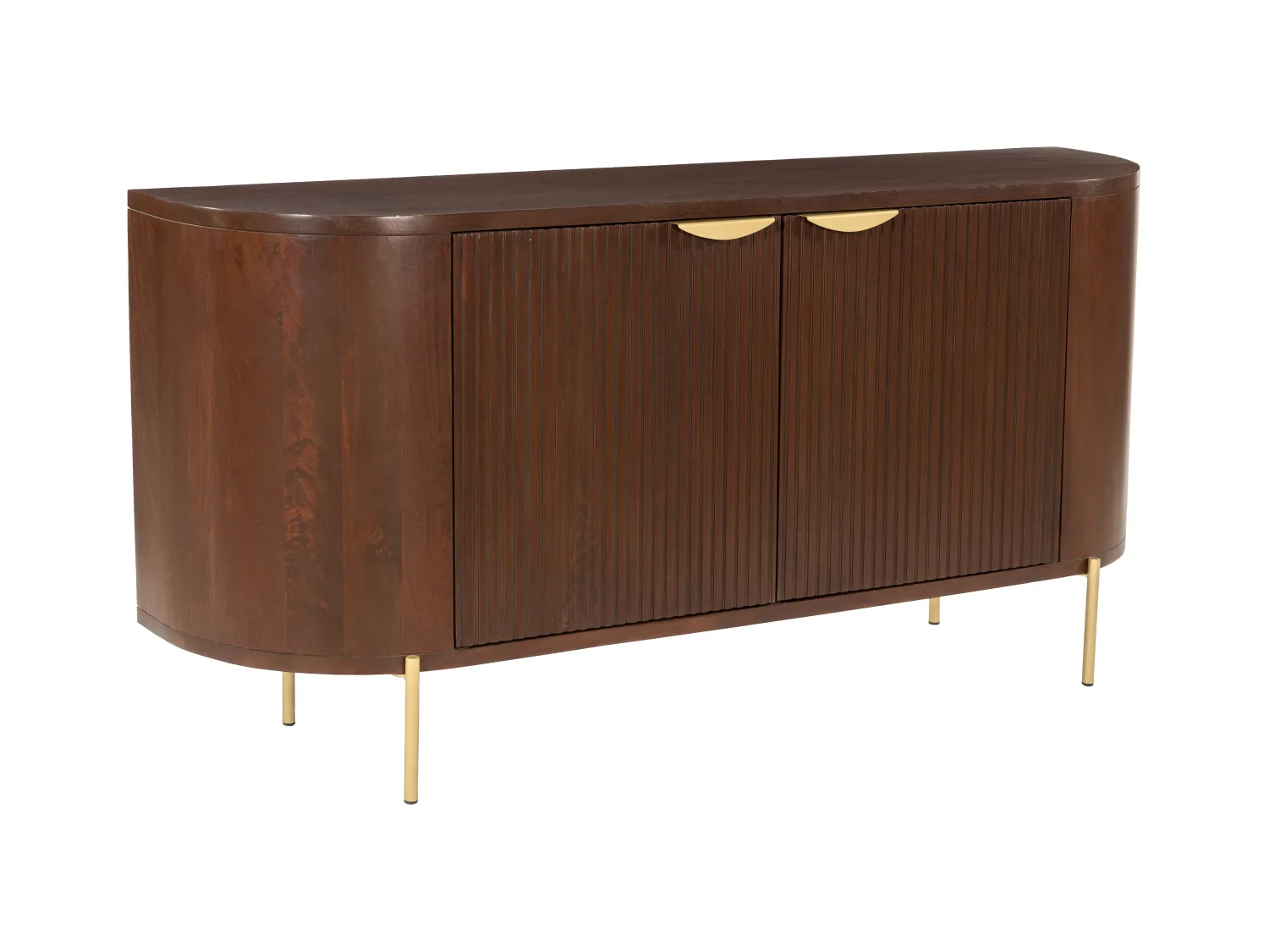 Komoda 2-drzwiowa z drewna mangowca i metalu - Naturalny i złoty - NEVILI