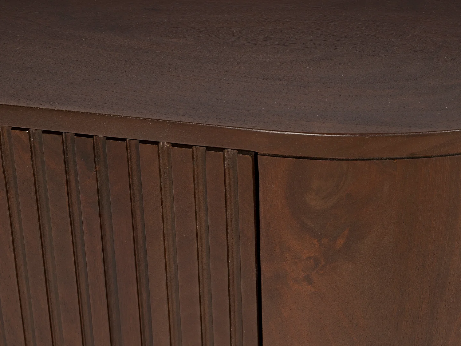 Meuble TV avec 2 portes en bois de manguier et métal doré - Naturel - NEVILI de Maison Céphy