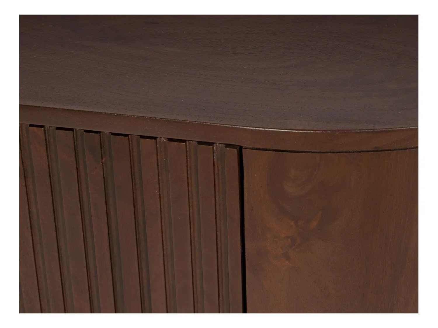 Szafka RTV 2-drzwiowa z drewna mangowca i metalu - Naturalny i złoty - NEVILI