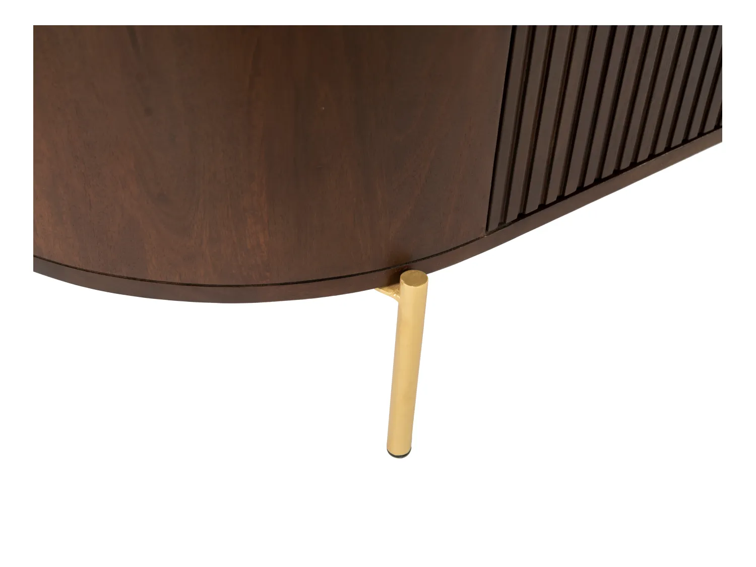 Szafka RTV 2-drzwiowa z drewna mangowca i metalu - Naturalny i złoty - NEVILI