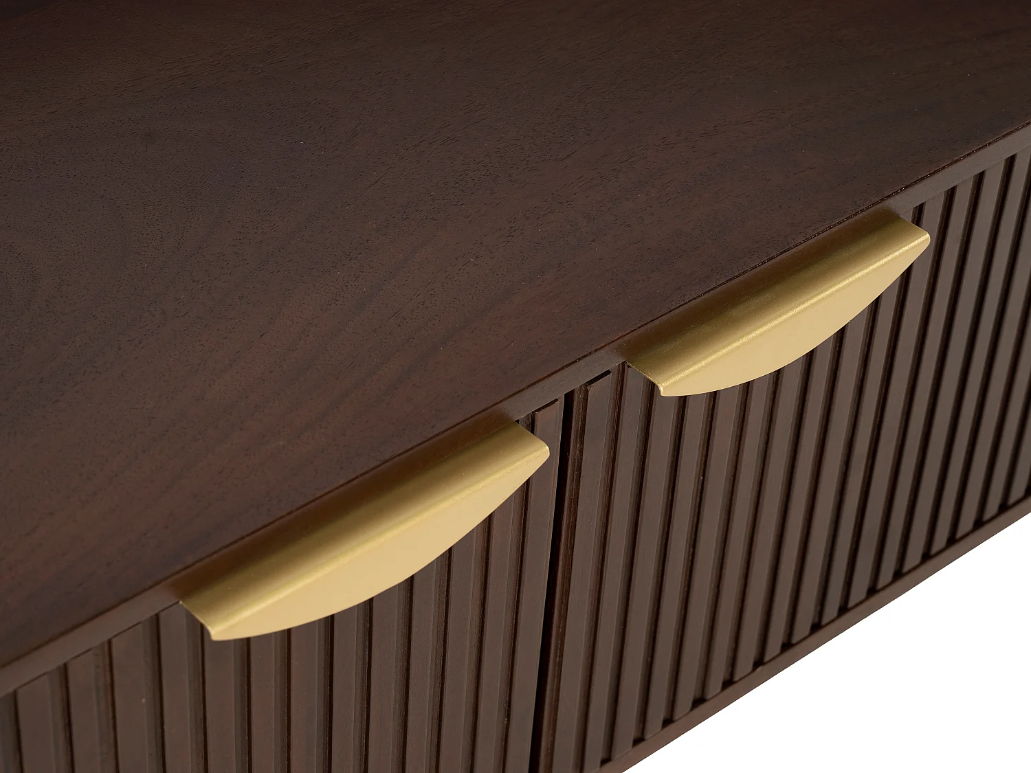 Meuble TV avec 2 portes en bois de manguier et métal doré - Naturel - NEVILI de Maison Céphy