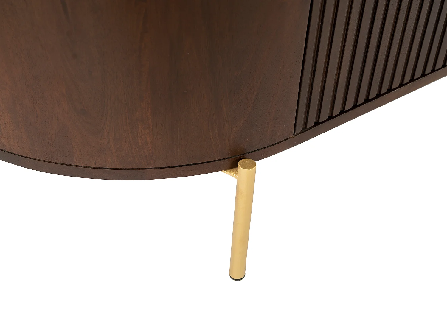 Meuble TV avec 2 portes en bois de manguier et métal doré - Naturel - NEVILI de Maison Céphy