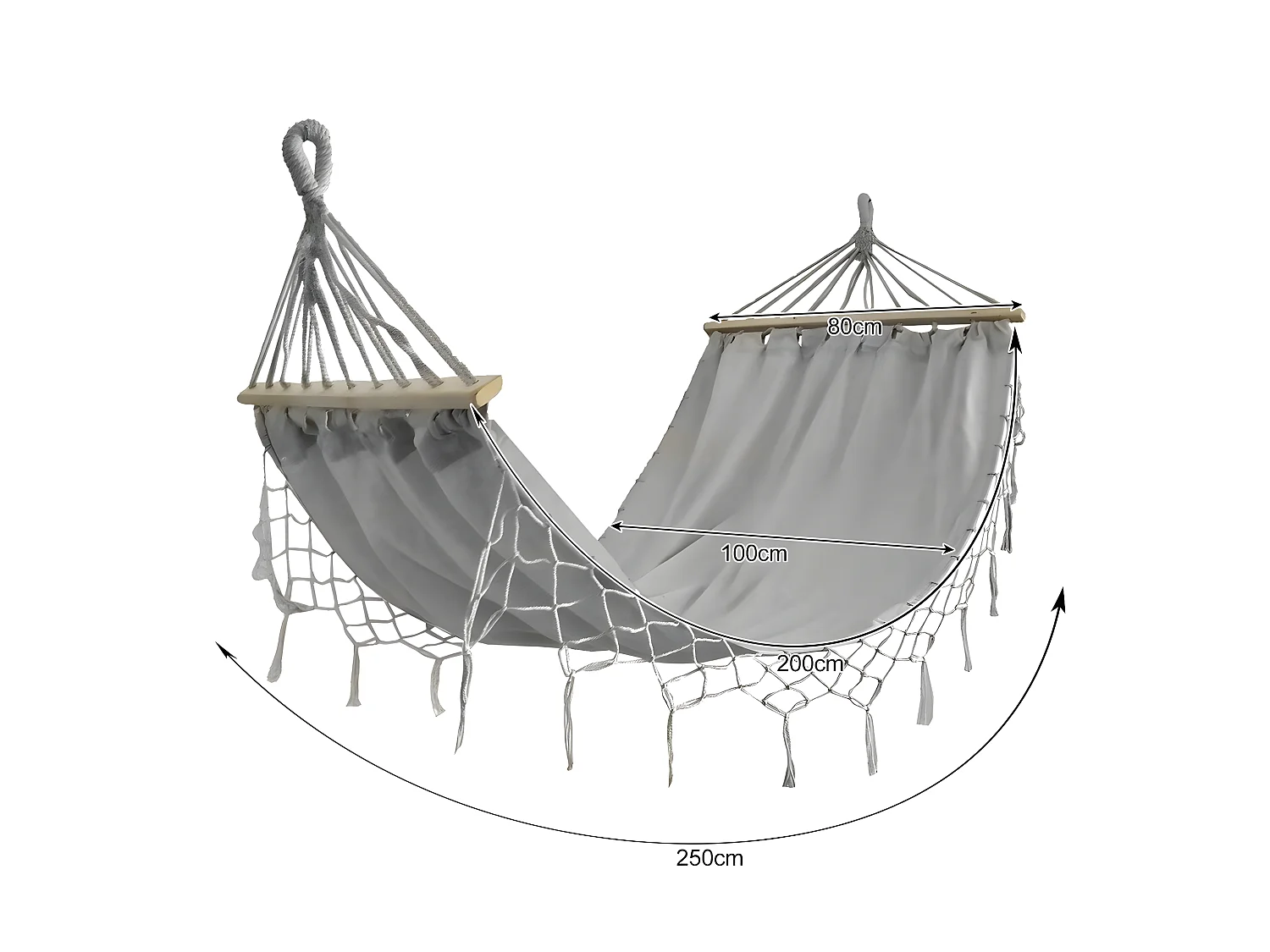 Hamac De Jardin 200x100cm Gris + Housse De Transport