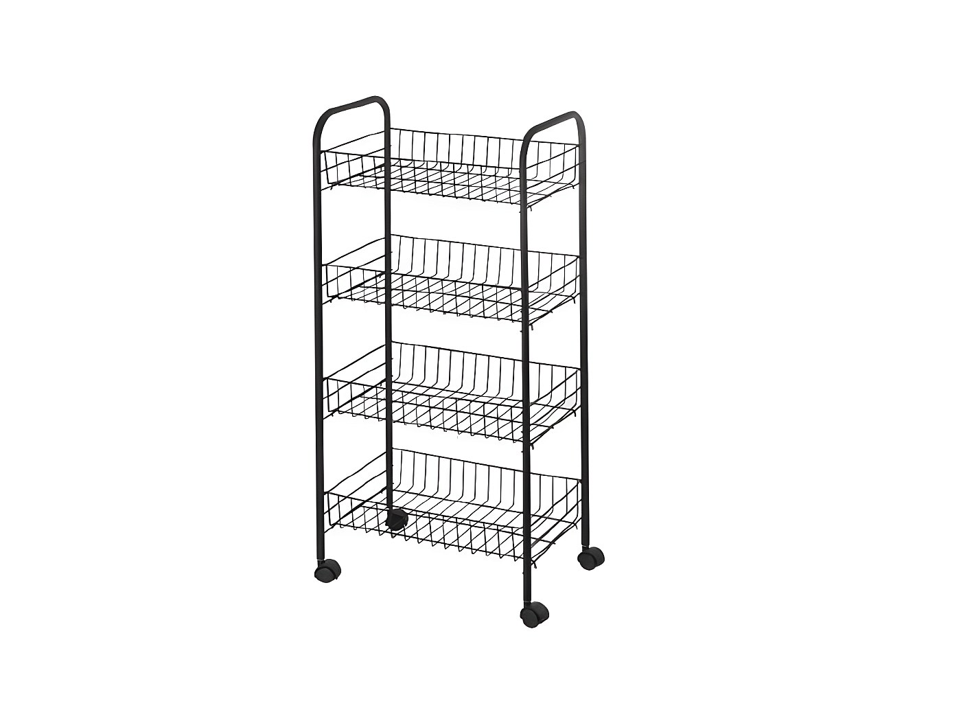 Chariot Desserte Cuisine Resserre 4 Paniers Noir