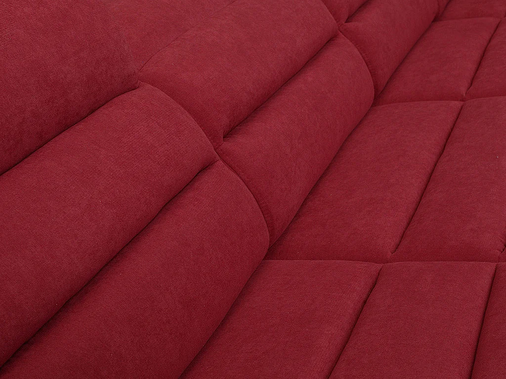 XXL hoekbedbank van stof en kunstleer BOILEAU - rood en zwart - hoek links