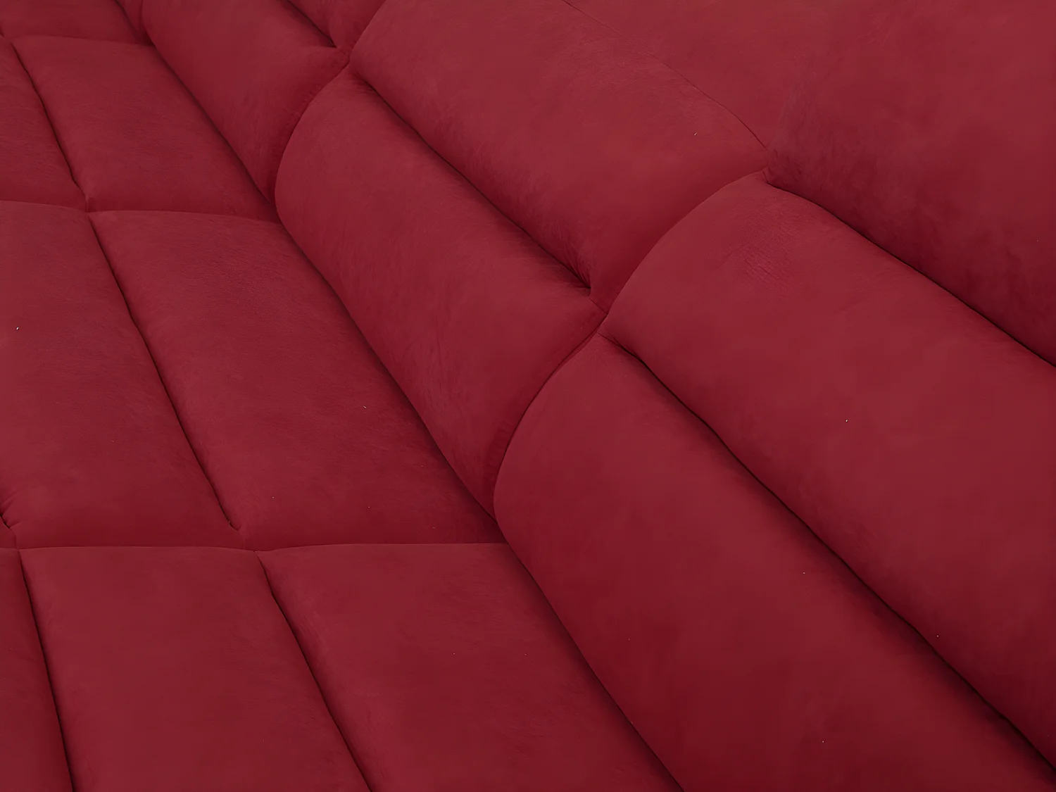 Divano letto angolare panoramico in tessuto e similpelle Bicolore rosso e nero - Angolo a destra - BOILEAU