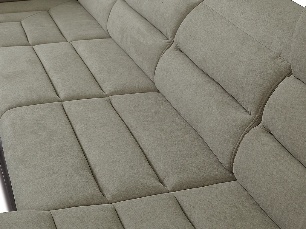 Canapé d'angle panoramique convertible en tissu et simili BOILEAU - Bicolore beige/marron - Angle droit 