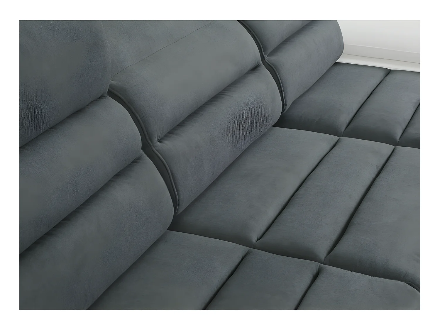 Ecksofa mit Schlaffunktion & Bettkasten - Ecke Rechts - Grau & Weiß - MIRABEAU