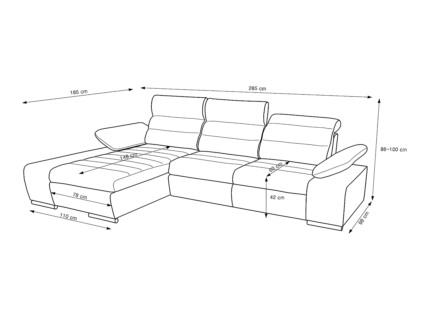 Canapé d'angle convertible en tissu et simili MIRABEAU - Bicolore gris/blanc - Angle gauche
