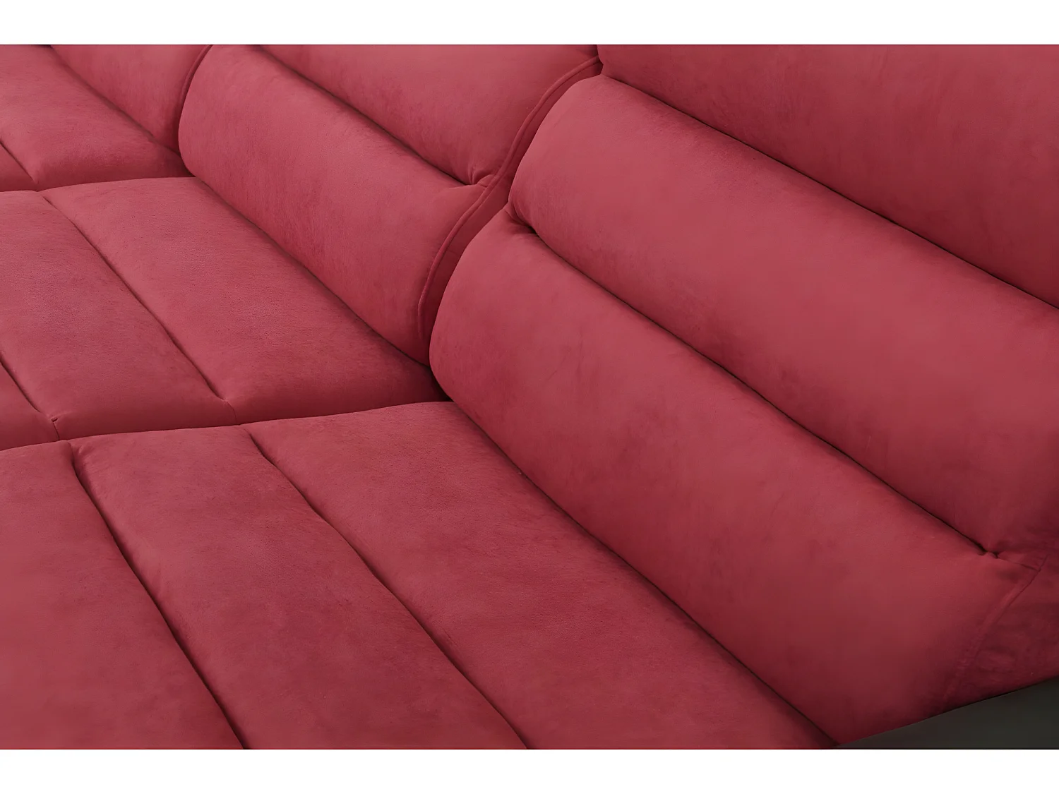 Sofá de canto modular em tecido e pele sintética Bicolor preto e vermelho - Canto esquerdo -MIRABEAU