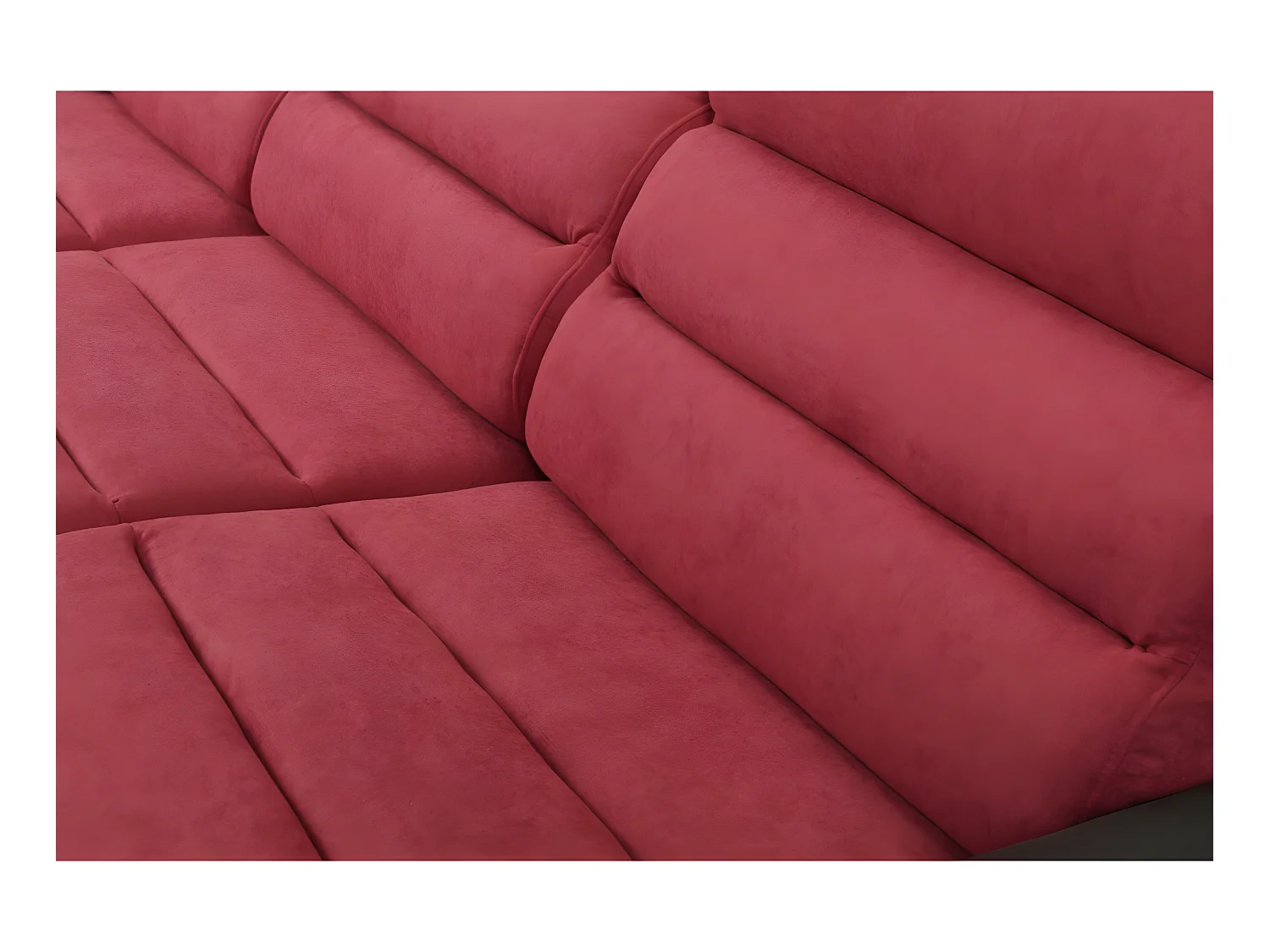 Hoekbedbank van stof en kunstleer MIRABEAU -  Rood en zwart - Hoek links