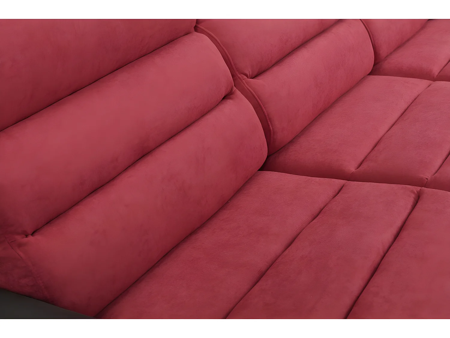 Ecksofa mit Schlaffunktion & Bettkasten - Ecke Rechts - Schwarz & Rot - MIRABEAU