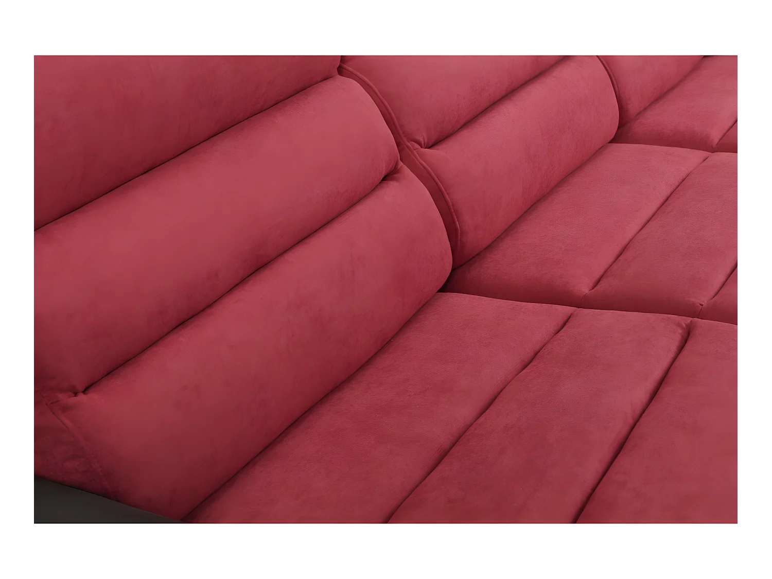 Hoekbedbank van stof en kunstleer MIRABEAU -  Rood en zwart - Hoek recht