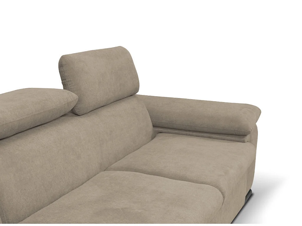 Divano letto angolare con contenitore in tessuto Beige - Angolo a sinistra - FABIEN