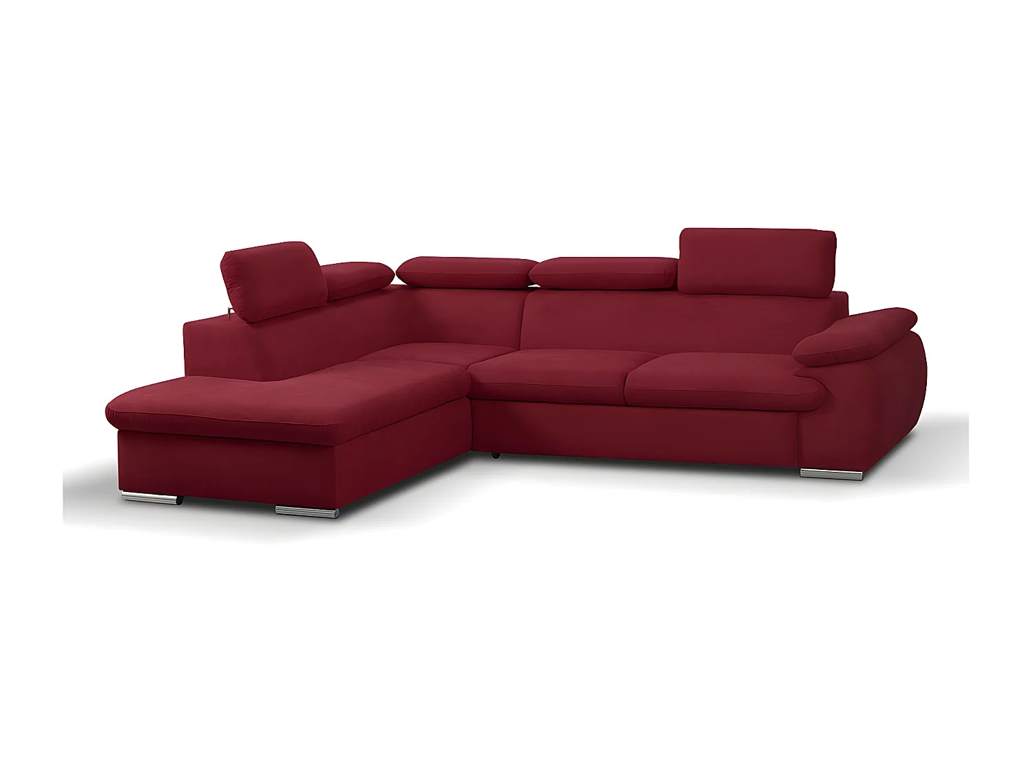 Hoekbedbank van stof met opbergruimte FABIEN - Rood - Hoek links 