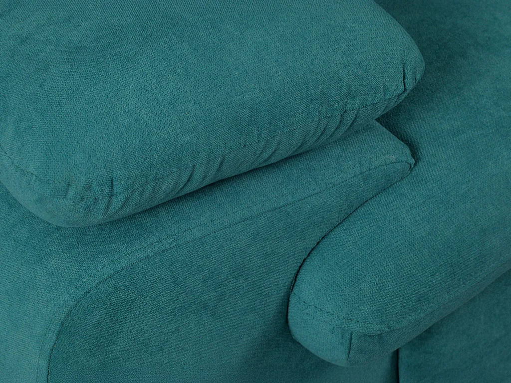 Canapé d'angle gauche convertible en tissu turquoise avec coffre de rangement FABIEN