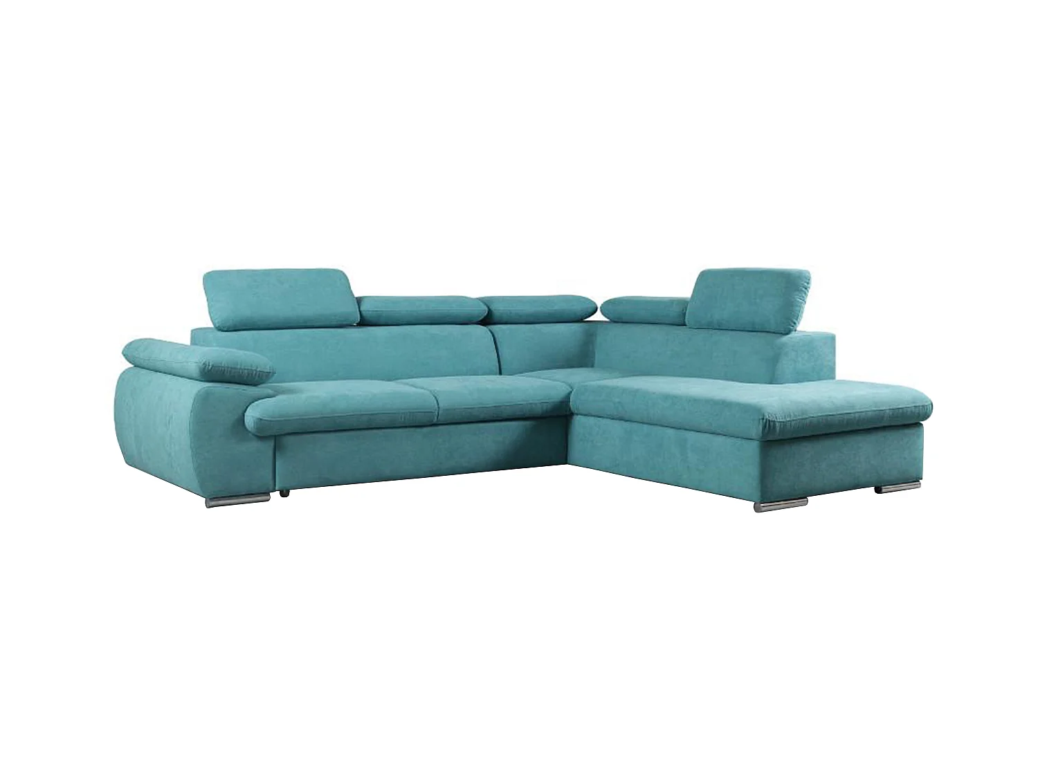 Hoekbedbank van stof met opbergruimte FABIEN - Turquoise - Hoek rechts