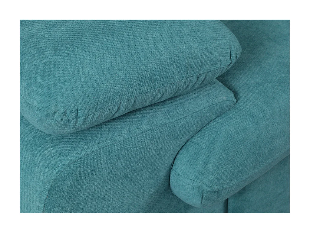 Canapé d'angle droit convertible en tissu turquoise avec coffre de rangement FABIEN