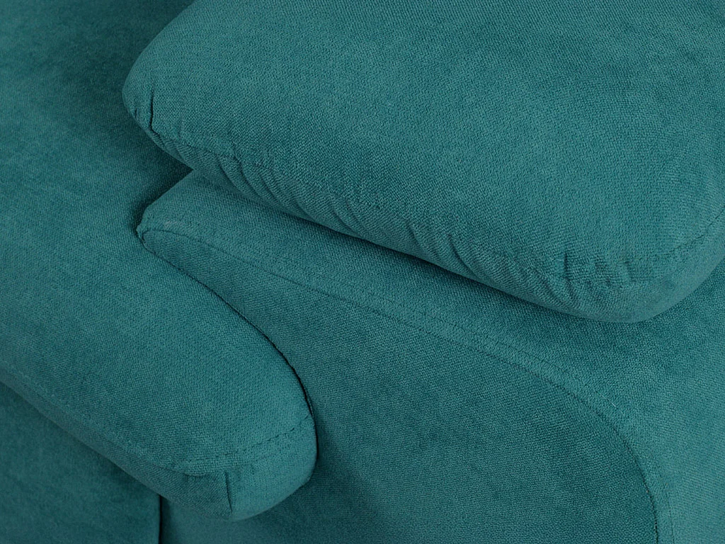 Canapé d'angle droit convertible en tissu turquoise avec coffre de rangement FABIEN