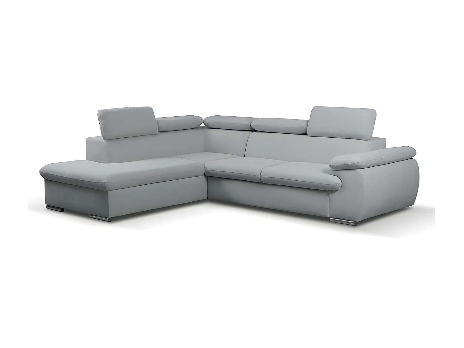Sofá cama rinconera de tela FABIEN - Ángulo izquierdo - Gris claro
