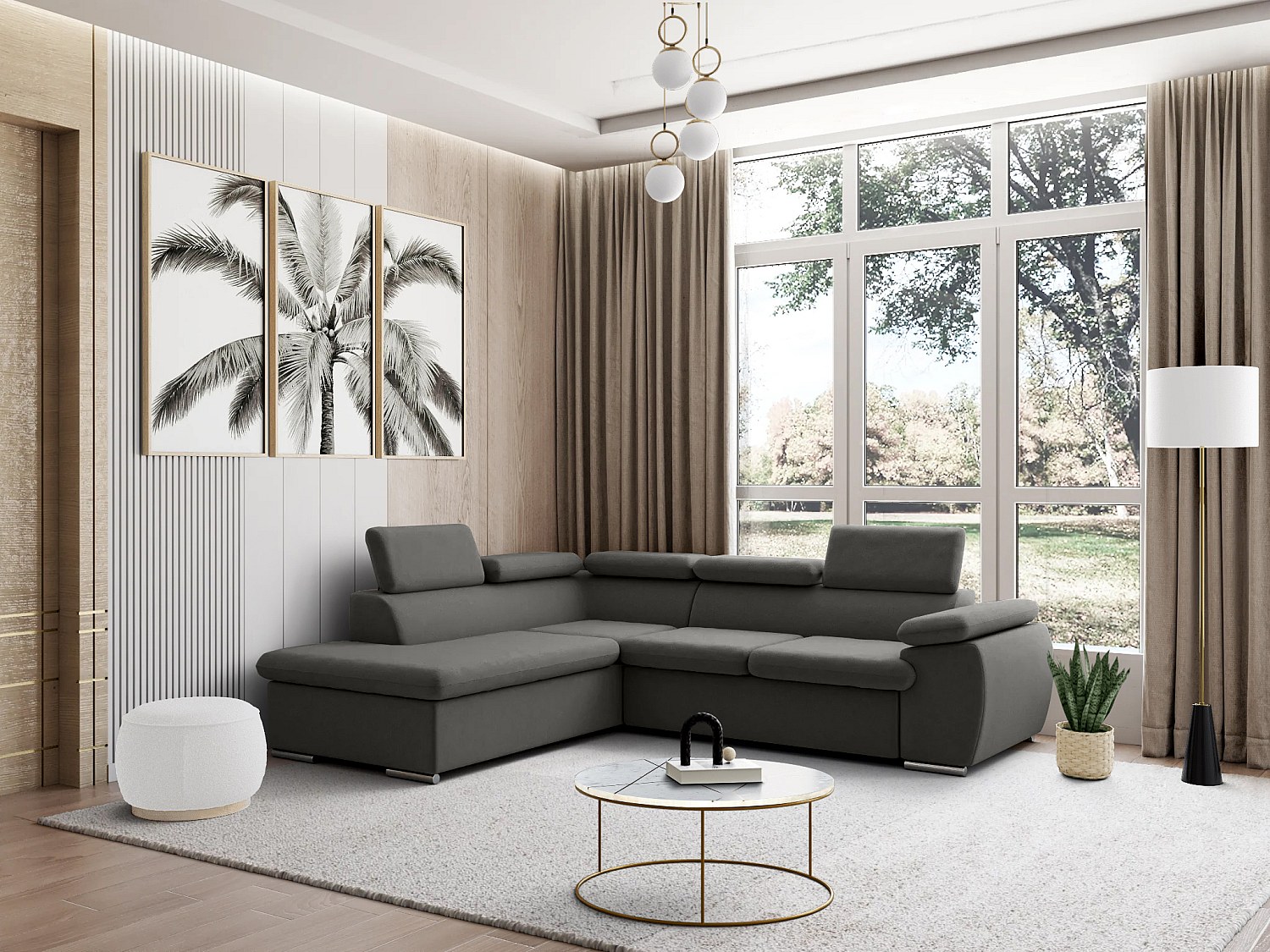 Ecksofa mit Schlaffunktion & Bettkasten - Ecke Links - Anthrazit - FABIEN günstig online kaufen