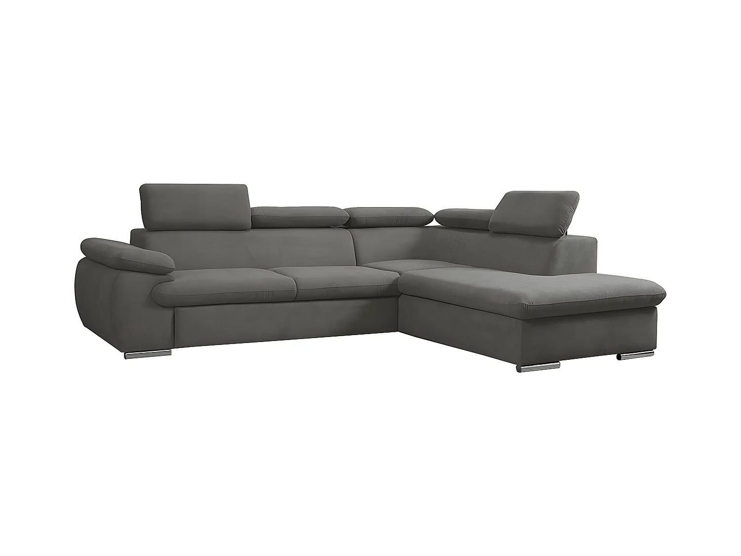 Ecksofa mit Schlaffunktion & Bettkasten - Ecke Rechts - Stoff - Anthrazit - FABIEN