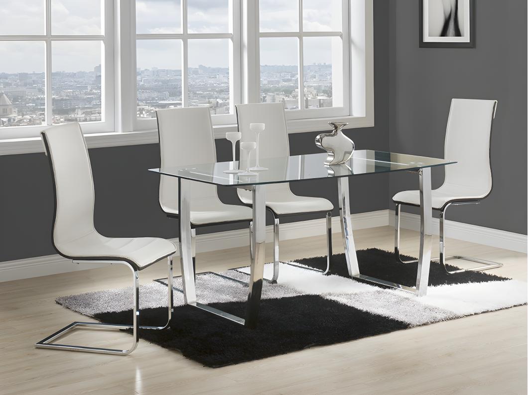 Esstisch - 6 Personen - Sicherheitsglas & verchromtes Metall - IMELDA