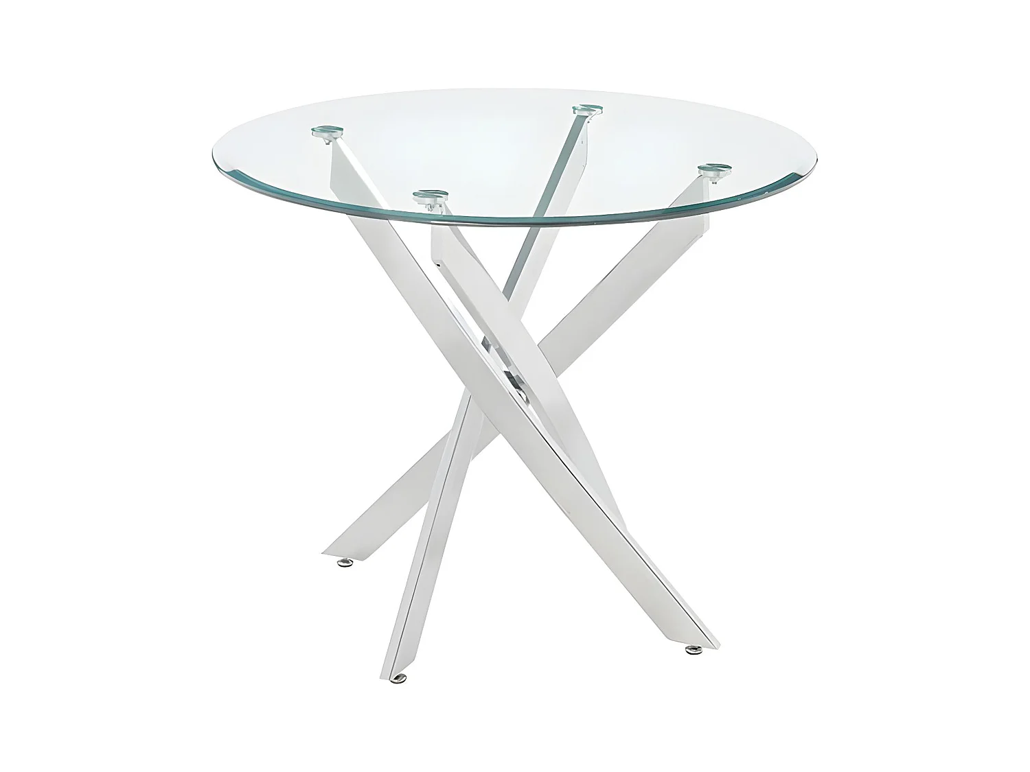 Mesa de comedor COSIMA - 4 comensales - Cristal templado y metal cromado