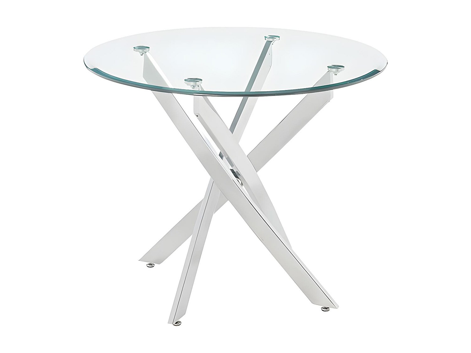 Esstisch rund für 2 Personen - Sicherheitsglas & chromfarbenes Metall - Chr günstig online kaufen