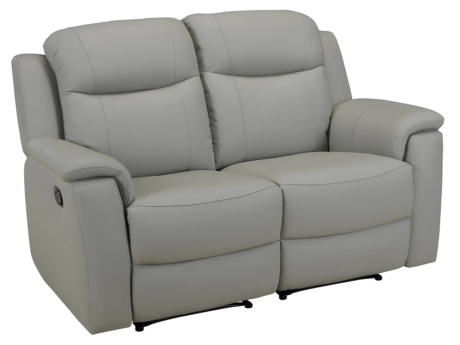 Driezits- en tweezits relaxbank + relaxfauteuil EVASION van leer - Licht grijs