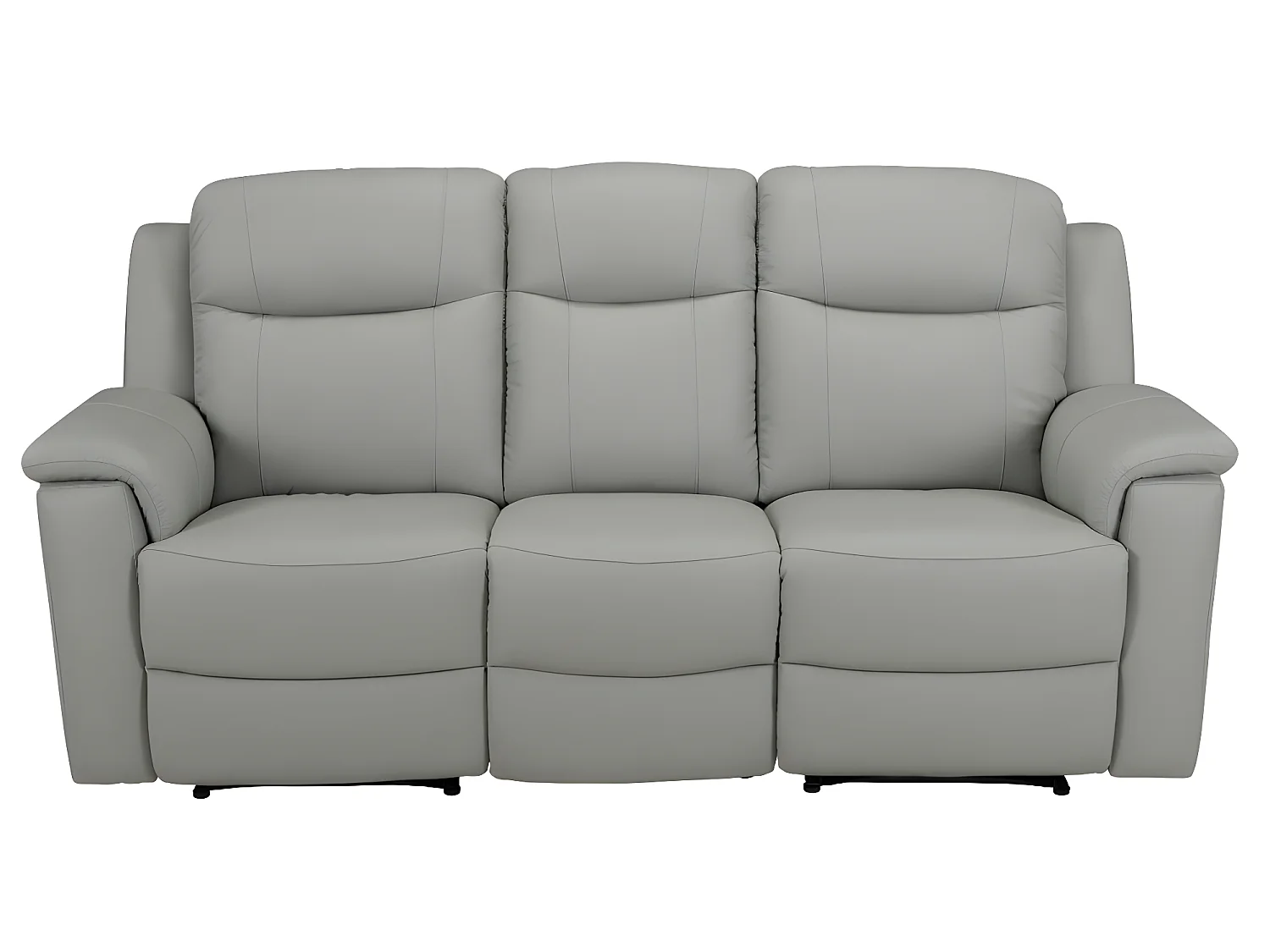 Canapés 3 places et 2 places relax EVASION en cuir - gris clair - avec plateau bar