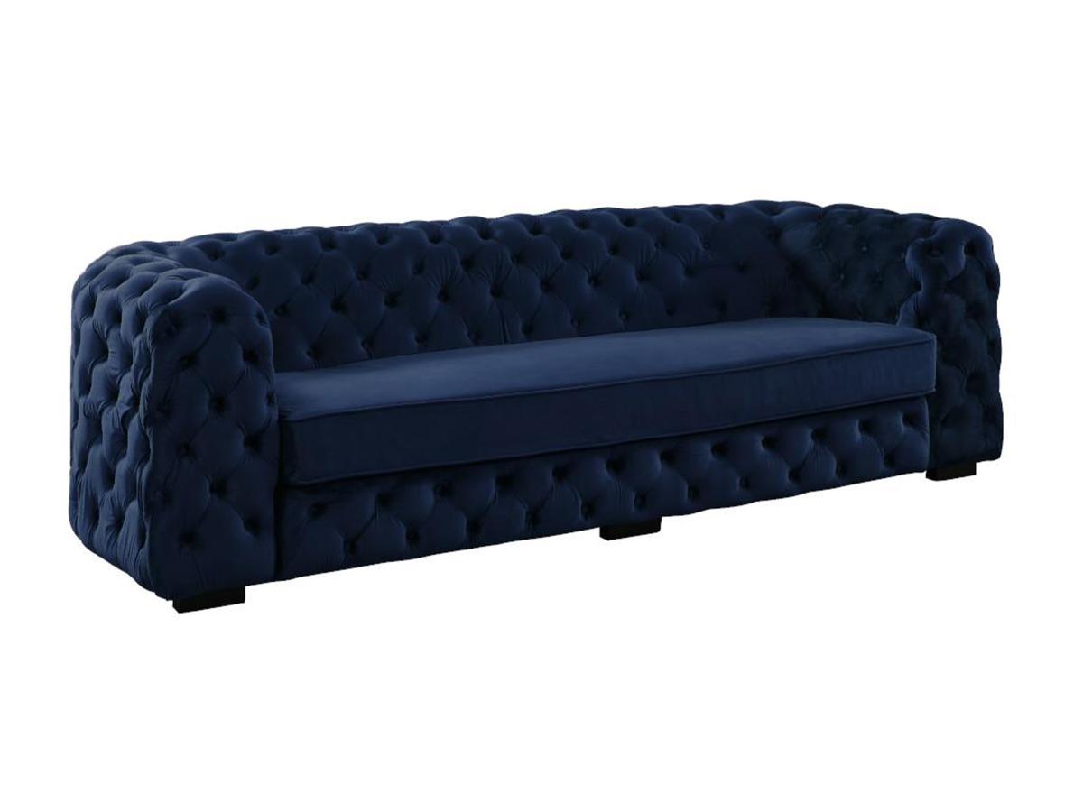 Sofa Chesterfield 3-Sitzer - Samt - Dunkelblau - STANLEY günstig online kaufen