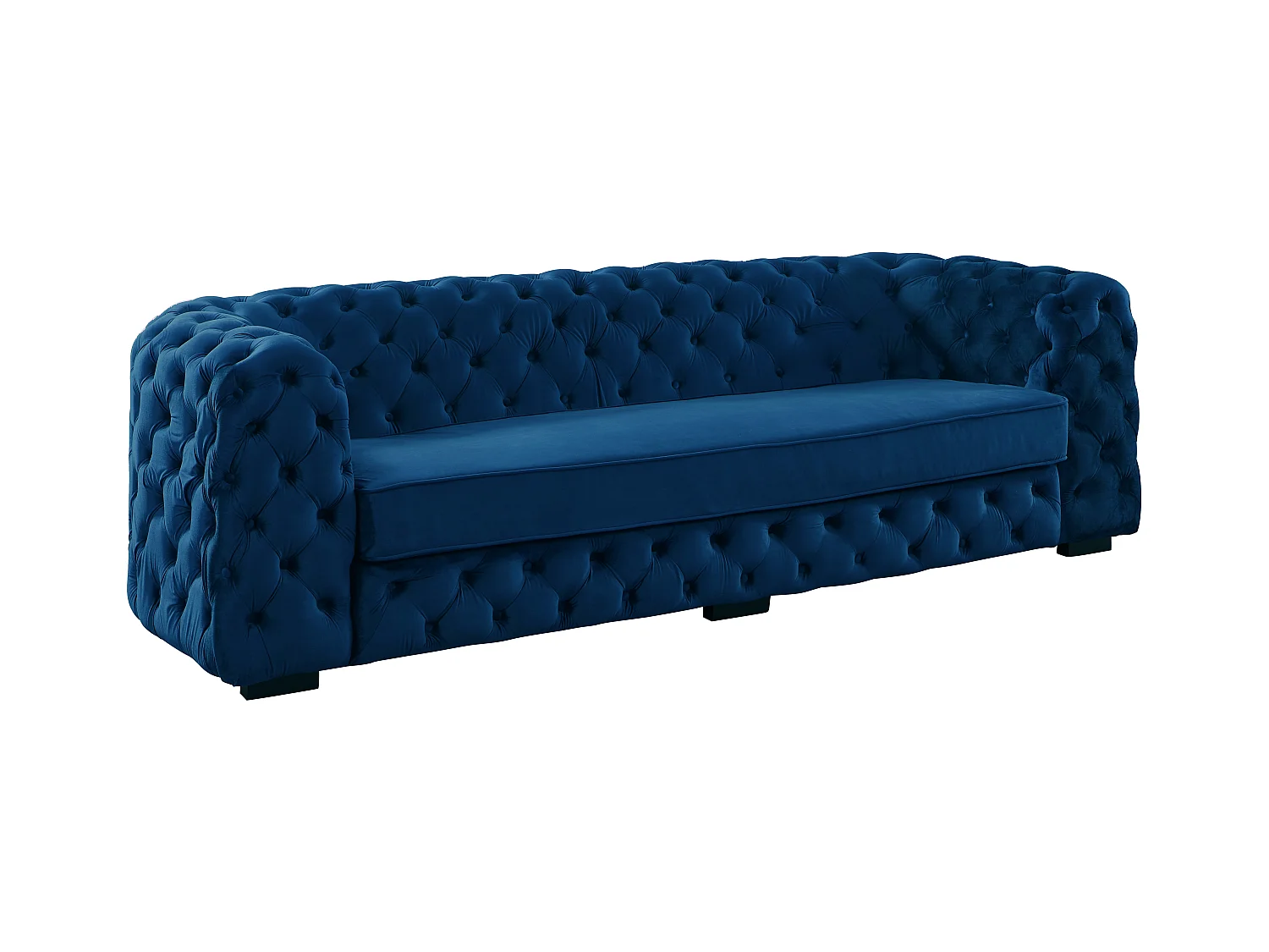 Sofá de 3 lugares chesterfield Veludo azul meia-noite - STANLEY