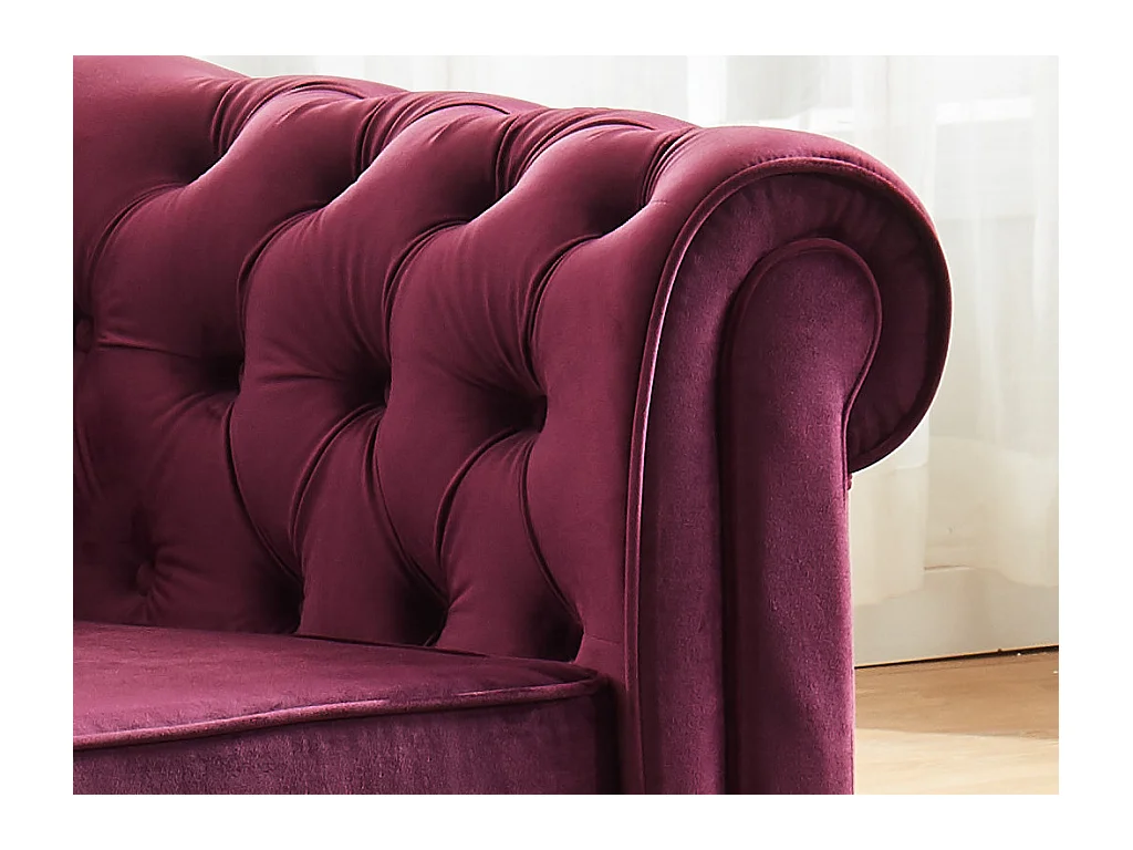 Sofa 3-Sitzer - Samt - Pflaumenfarben - CHESTERFIELD