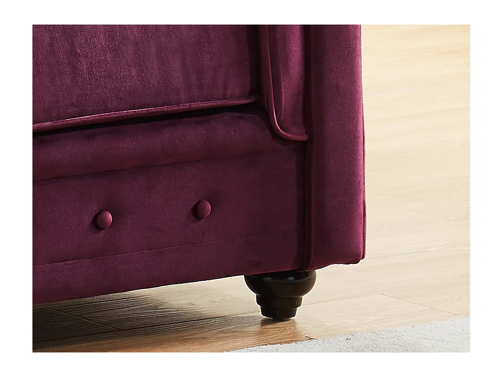 Sofa 3-Sitzer - Samt - Pflaumenfarben - CHESTERFIELD