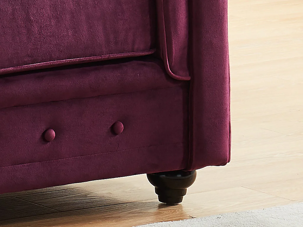 Sofá de 3 lugares CHESTERFIELD - Veludo roxo