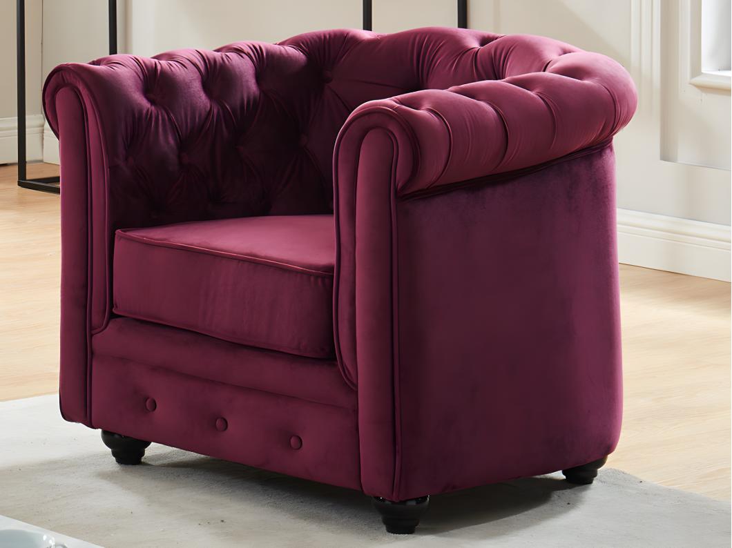 Fauteuil CHESTERFIELD - Velours pourpre