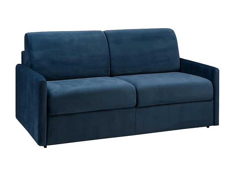 Sofá-cama de 3 lugares com abertura expresso de veludo Azul meia-noite - Cama de 140 cm e Colchão de 14 cm - CALIFE