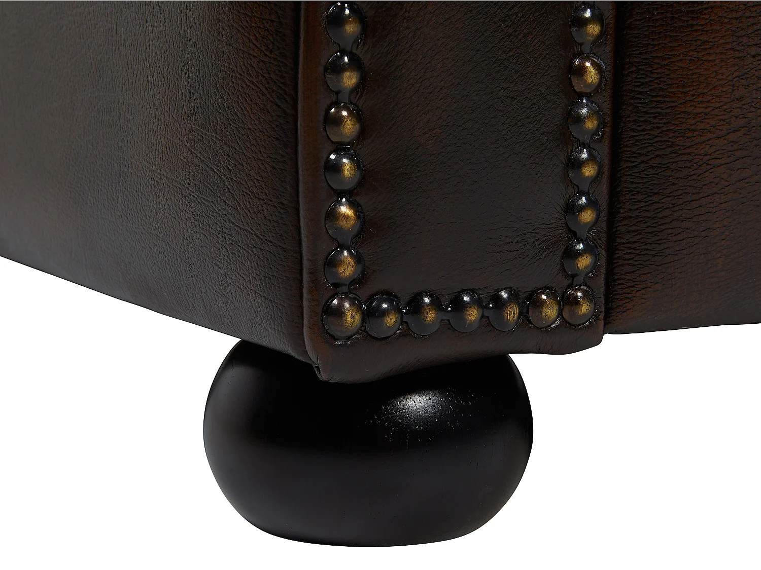 Canapé d'angle chesterfield BRENTON 100% cuir de buffle - Marron reflets châtains - Angle droit